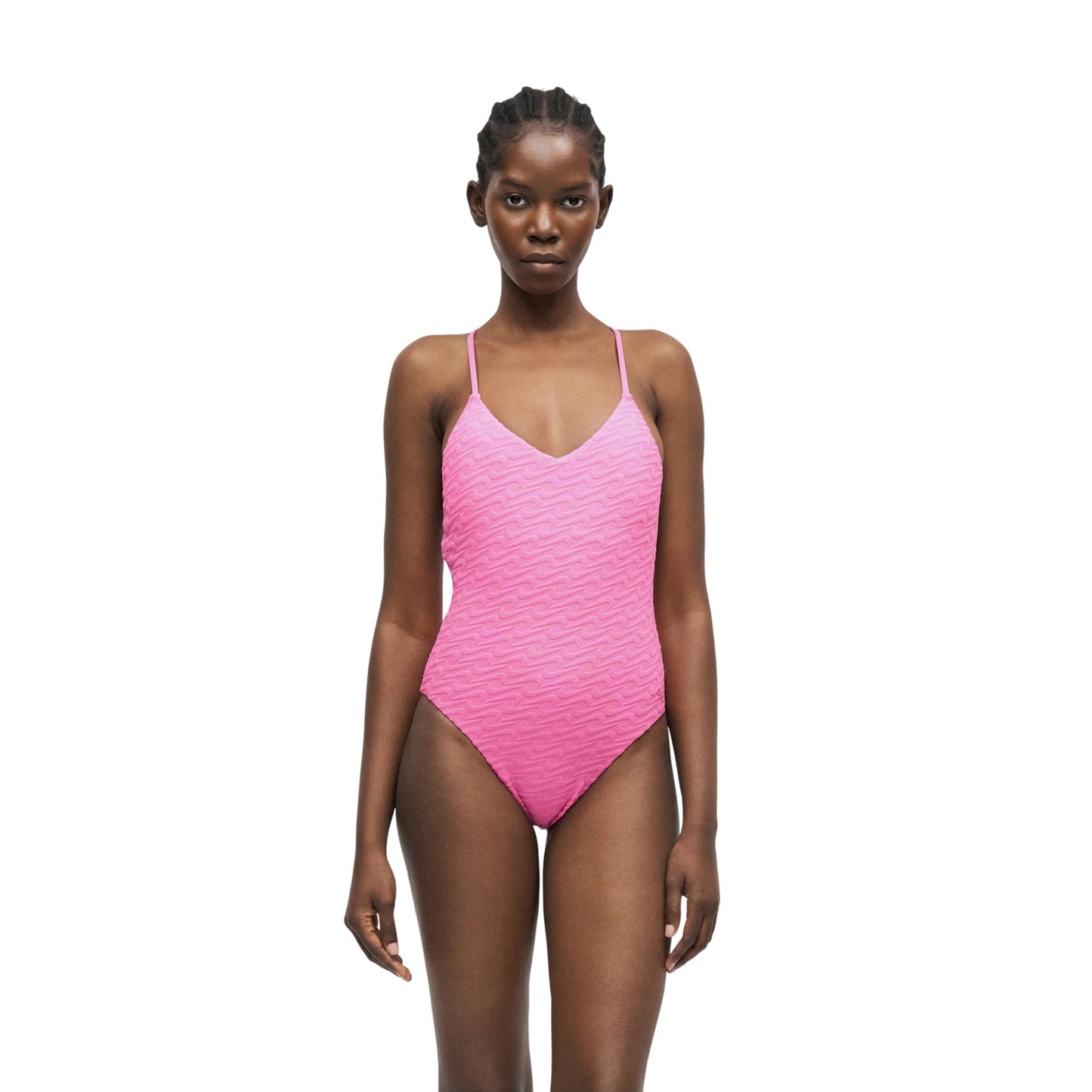 Pink Glow - Lifestyle - Nike Womens-Ladies Repeat Logo One Piece Swimsuit