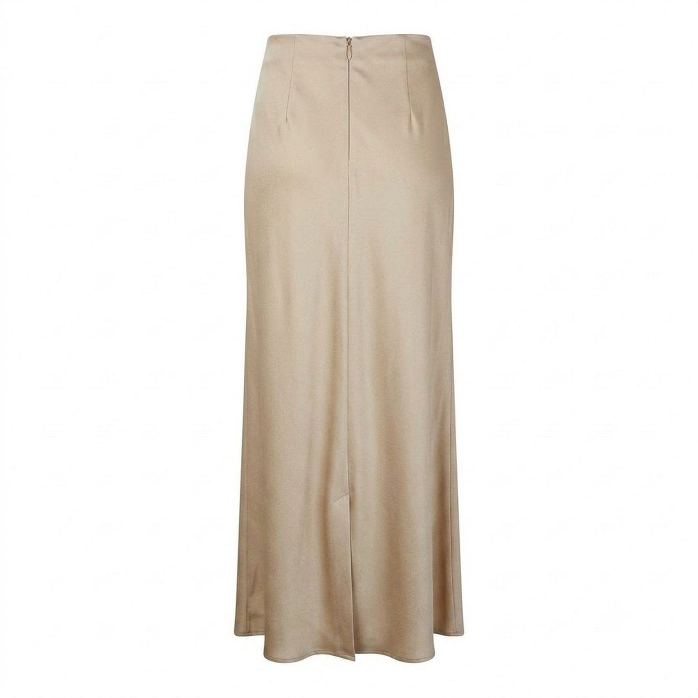 Beige - Back - Boss Womens-Ladies C Visos Satin Midi Skirt