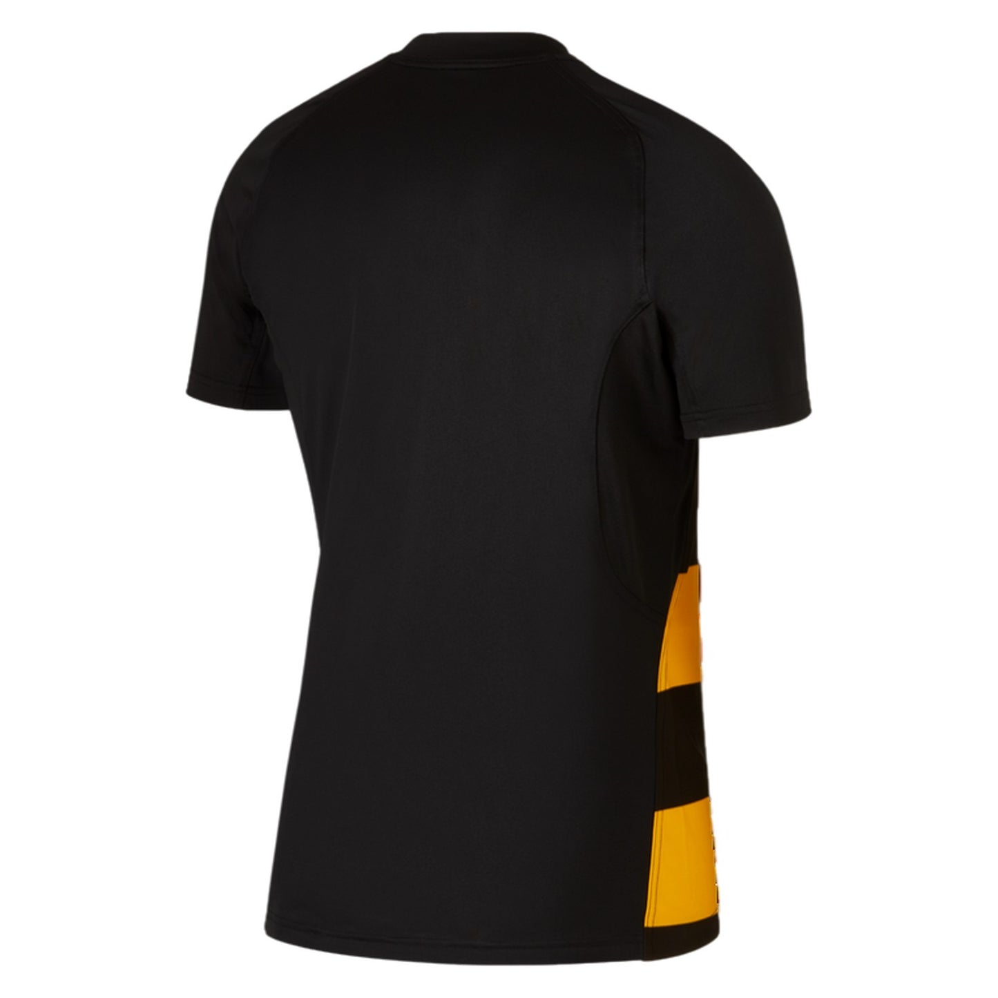 Black-University Gold - Back - Nike Mens Contrast Striped Crew Neck Raglan Rugby T-Shirt