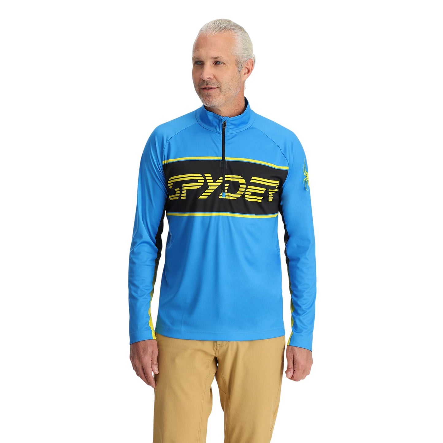 Acid Yellow - Side - Spyder Mens Mock Neck Regular Sweatshirt
