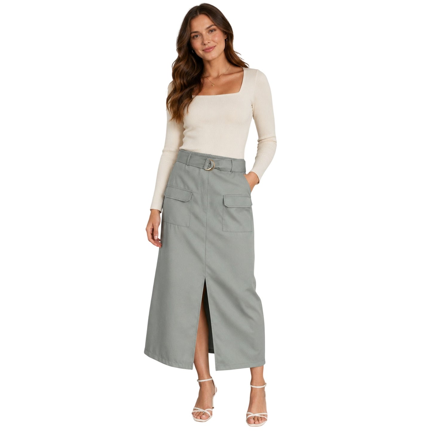 Balsam Green - Back - Vero Moda Womens-Ladies Tanne Pencil Skirt