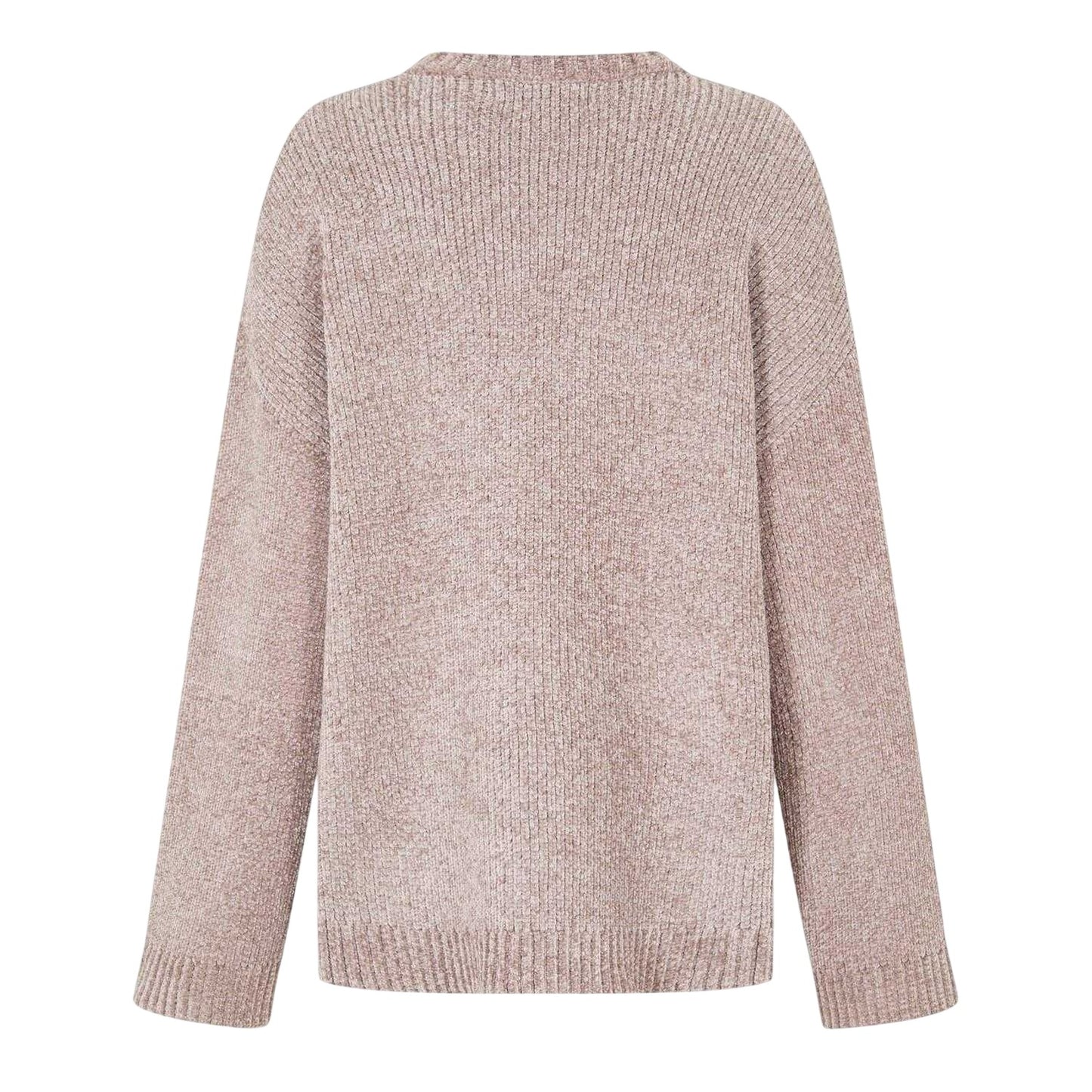 Taupe - Back - Jack Wills Womens-Ladies Chenille Crew Neck Sweater Top