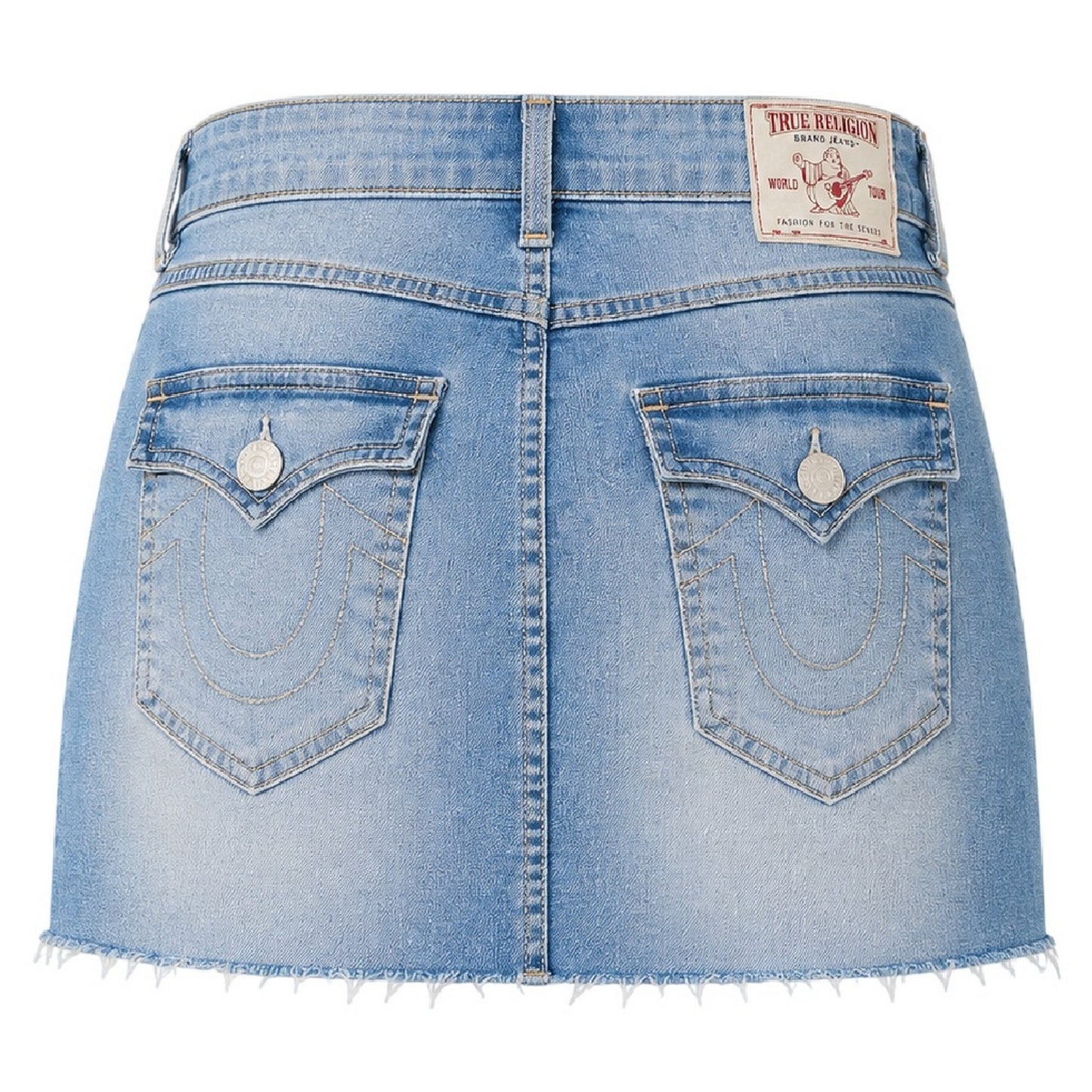 Golden-Washed - Back - True Religion Womens-Ladies Sadie Plain Denim Mini Skirt