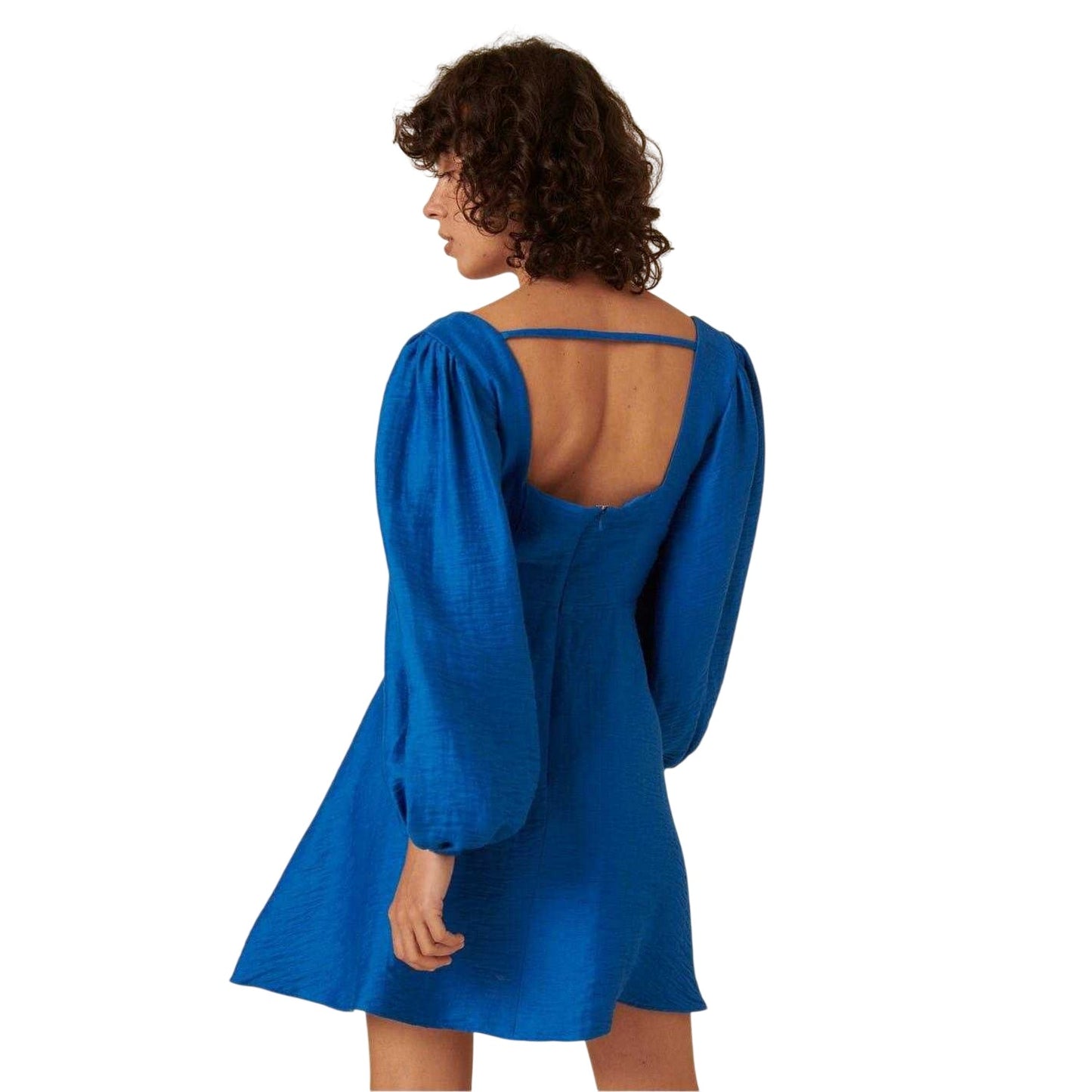 Blue - Back - Nobody´s Child Womens-Ladies Balloon Sleeves Mini Dress