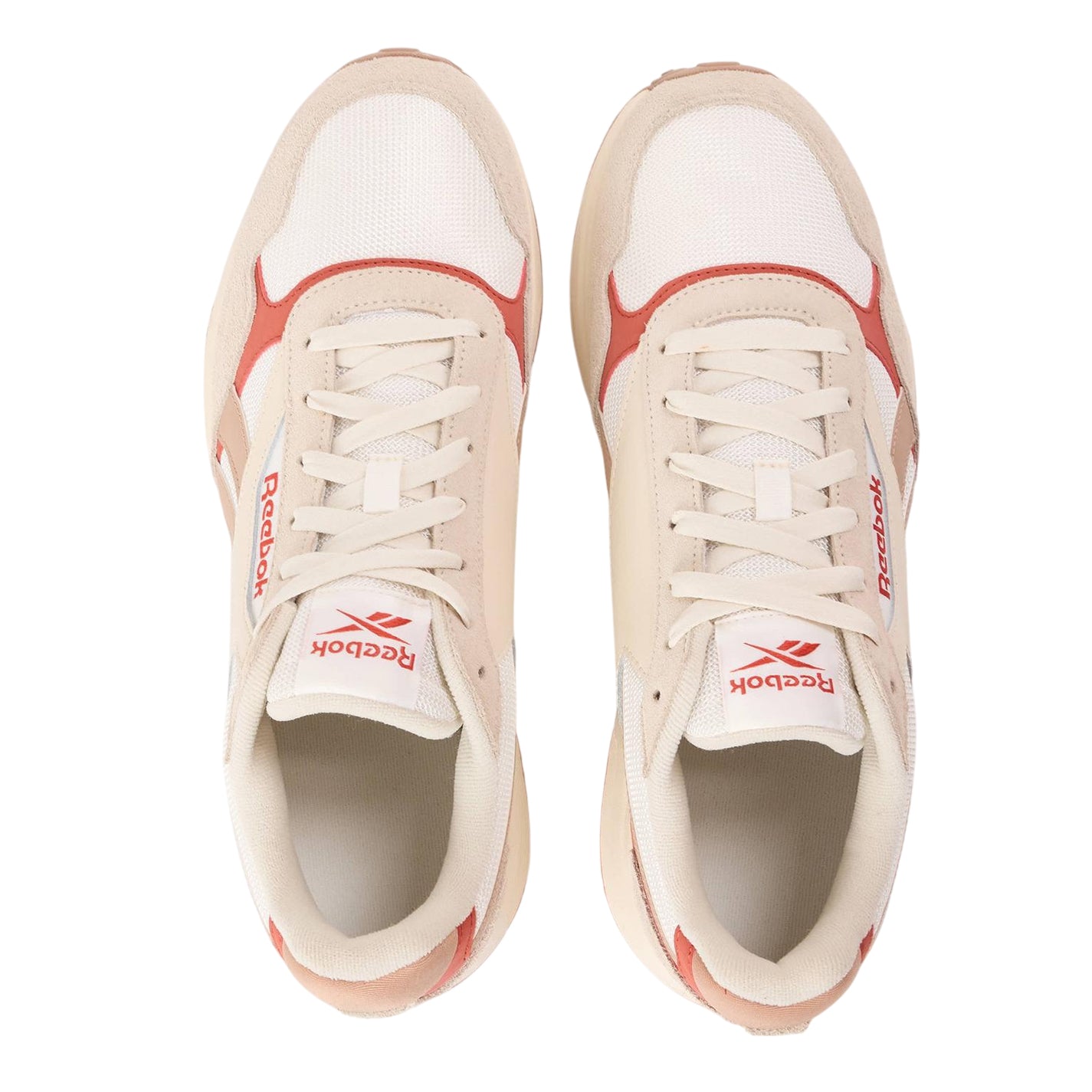 Chalk Grey-Red - Side - Reebok Mens Glide DMX Mesh Trainers