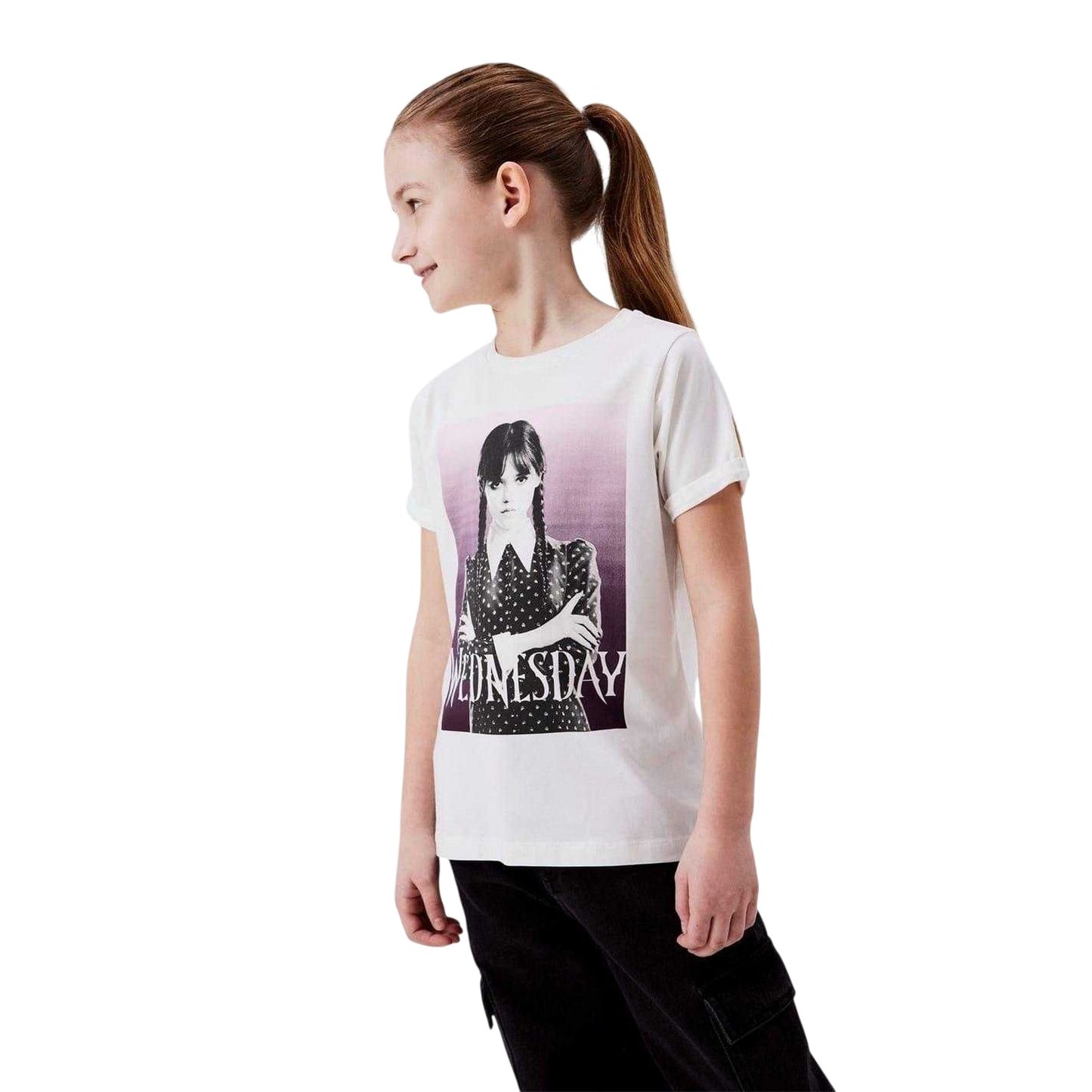 Black - Side - Name It Girls Wednesday Crew Neck T-Shirt
