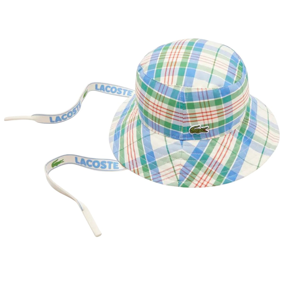 Multicoloured - Back - Lacoste Checked Cotton Blend Bucket Hat