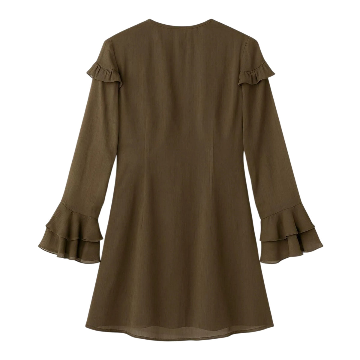 Brown - Back - I Saw It First Womens-Ladies Ruffled Mini Dress