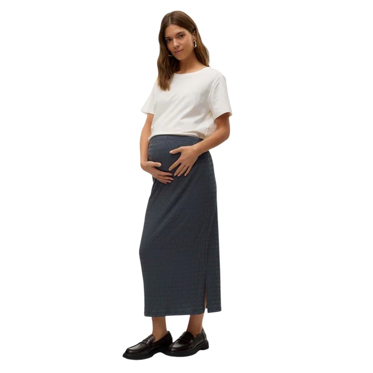 Stormy Weather - Close up - Mamalicious Womens-Ladies Textured Knit Maternity Tube Skirt