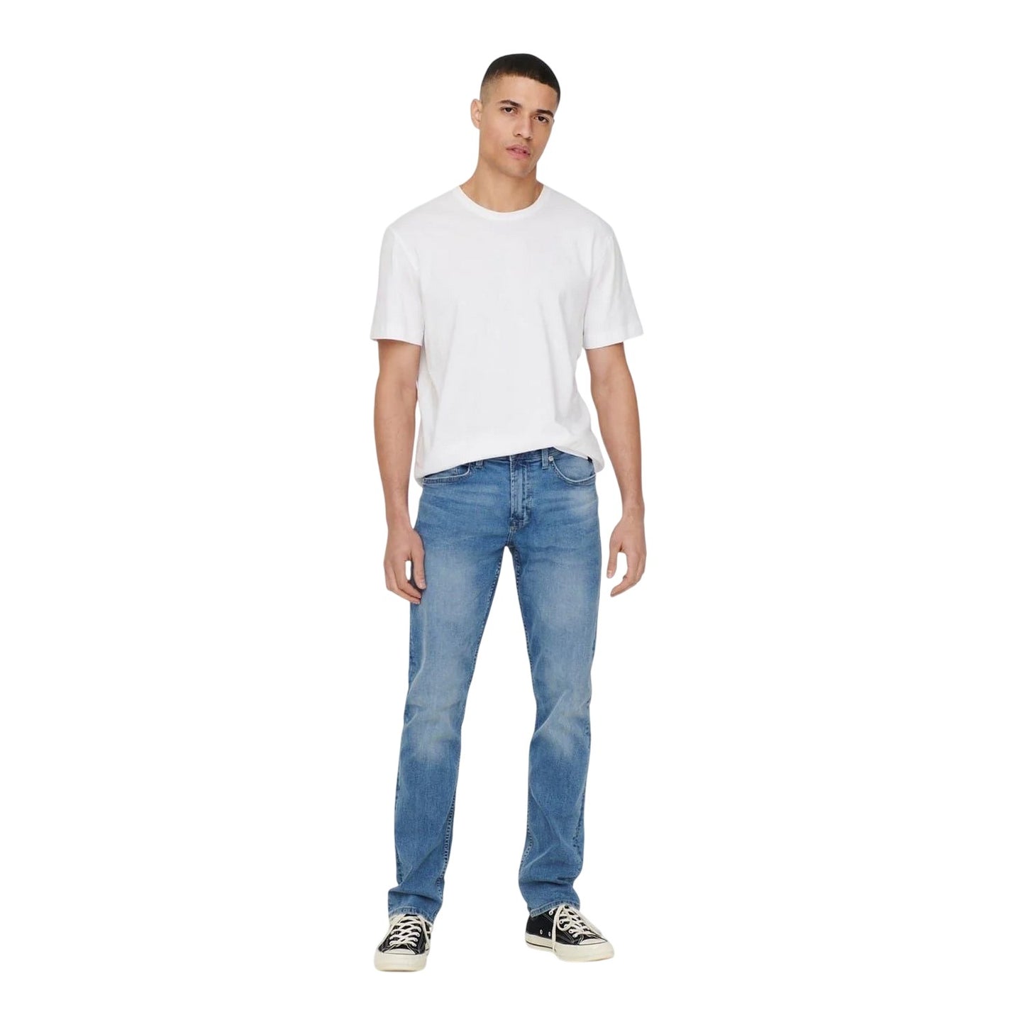 White - Pack Shot - Only and Sons Mens Max Life Crew Neck T-Shirt