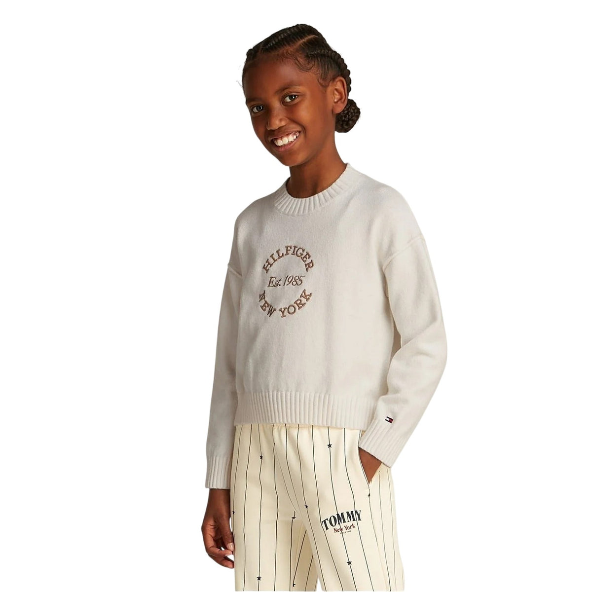 Ivory - Pack Shot - Tommy Hilfiger Girls New York Relaxed Fit Sweater Top