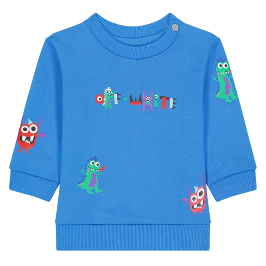 Blue - Front - Off White Baby Cotton Blend Regular Sweater Top