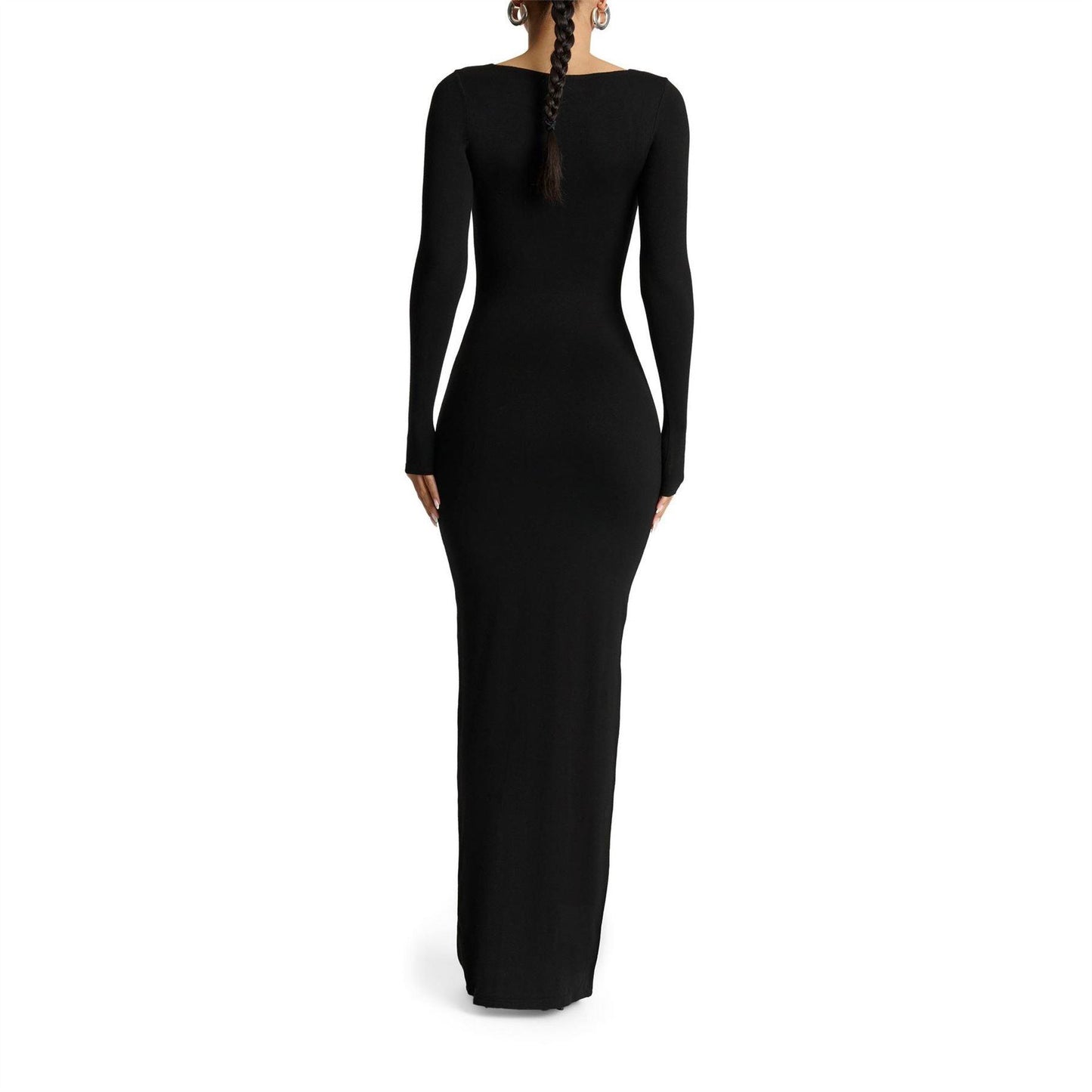 Black - Pack Shot - Naked Wardrobe Womens-Ladies Polyester Square Neck Maxi Dress