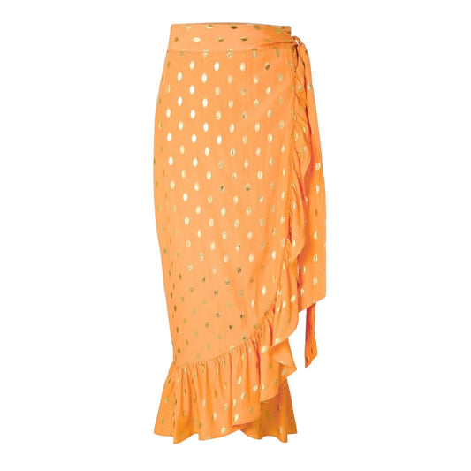 Peach - Front - Never Fully Dressed Womens-Ladies Polka Dot Midi Skirt