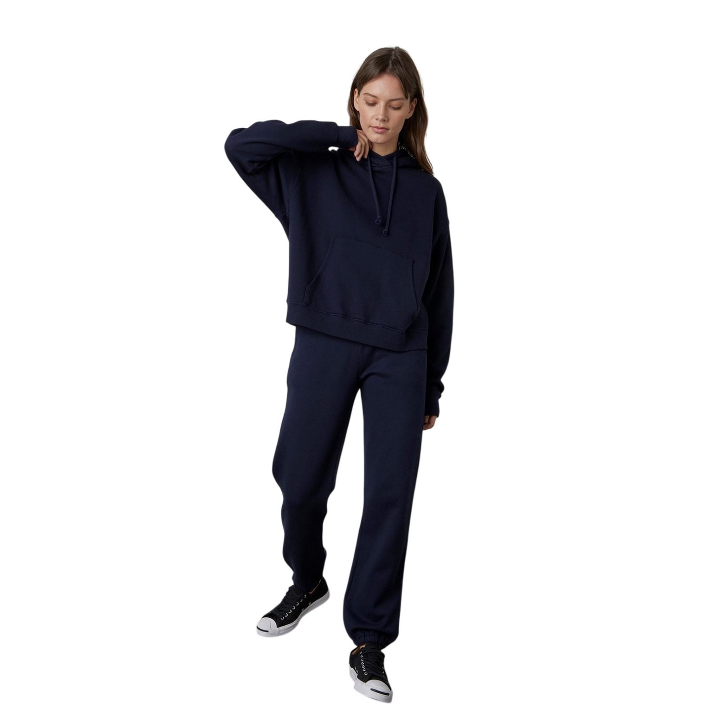 Navy - Back - Velvet by Graham & Spencer Womens-Ladies Fleece Hoodie
