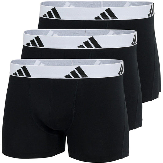 Black - Front - Adidas Mens Cotton Flexible Active Boxer Shorts (Pack of 3)