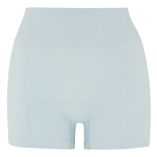 Light Blue - Front - HIIT Womens-Ladies Ribbed High Waist Cycling Shorts