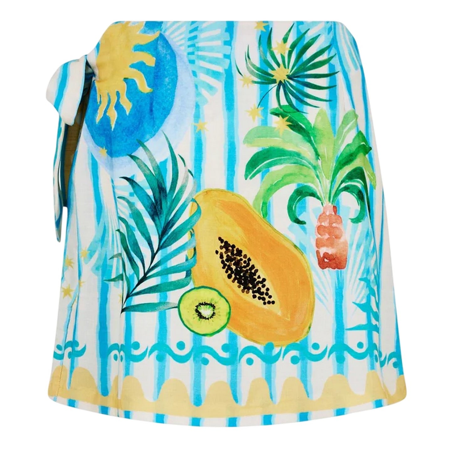 Blue - Back - Never Fully Dressed Womens-Ladies Rio Tropical Wrap Mini Skirt