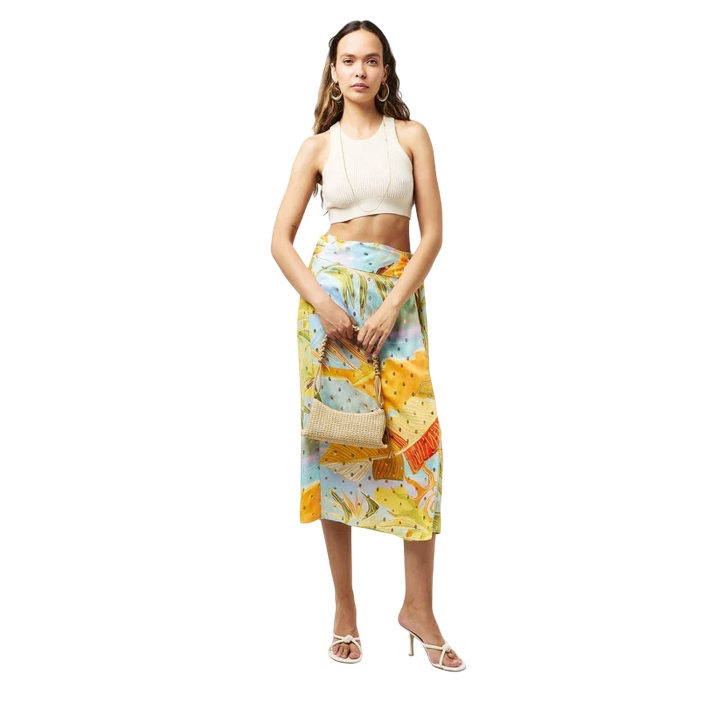 Blue - Close up - Never Fully Dressed Womens-Ladies Jaspre Wrap Midi Skirt