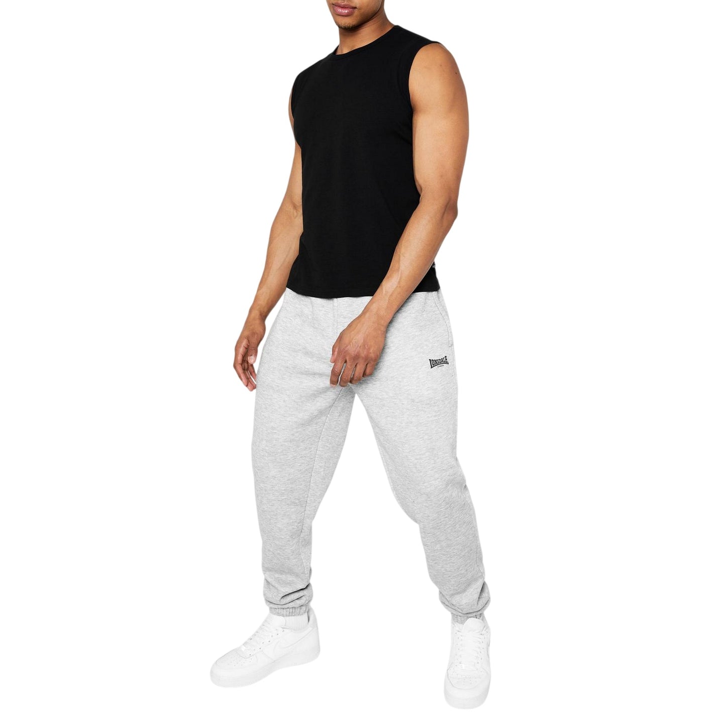 Black - Pack Shot - Lonsdale Mens Plain Sleeveless Vest Top