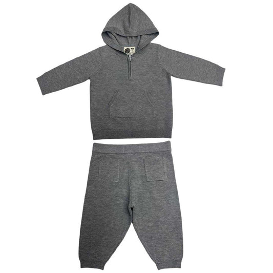 Grey Marl - Front - Pretty Green Baby Knitted Pyjama Set