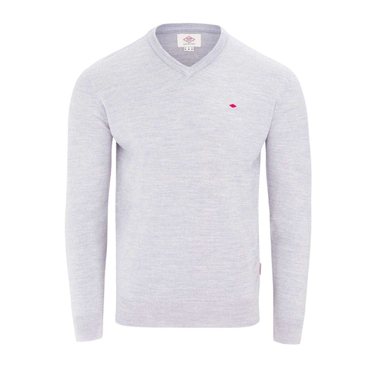 Light Grey - Front - Lee Cooper Mens Embroidered Logo Acrylic V Neck Long-Sleeved Jumper
