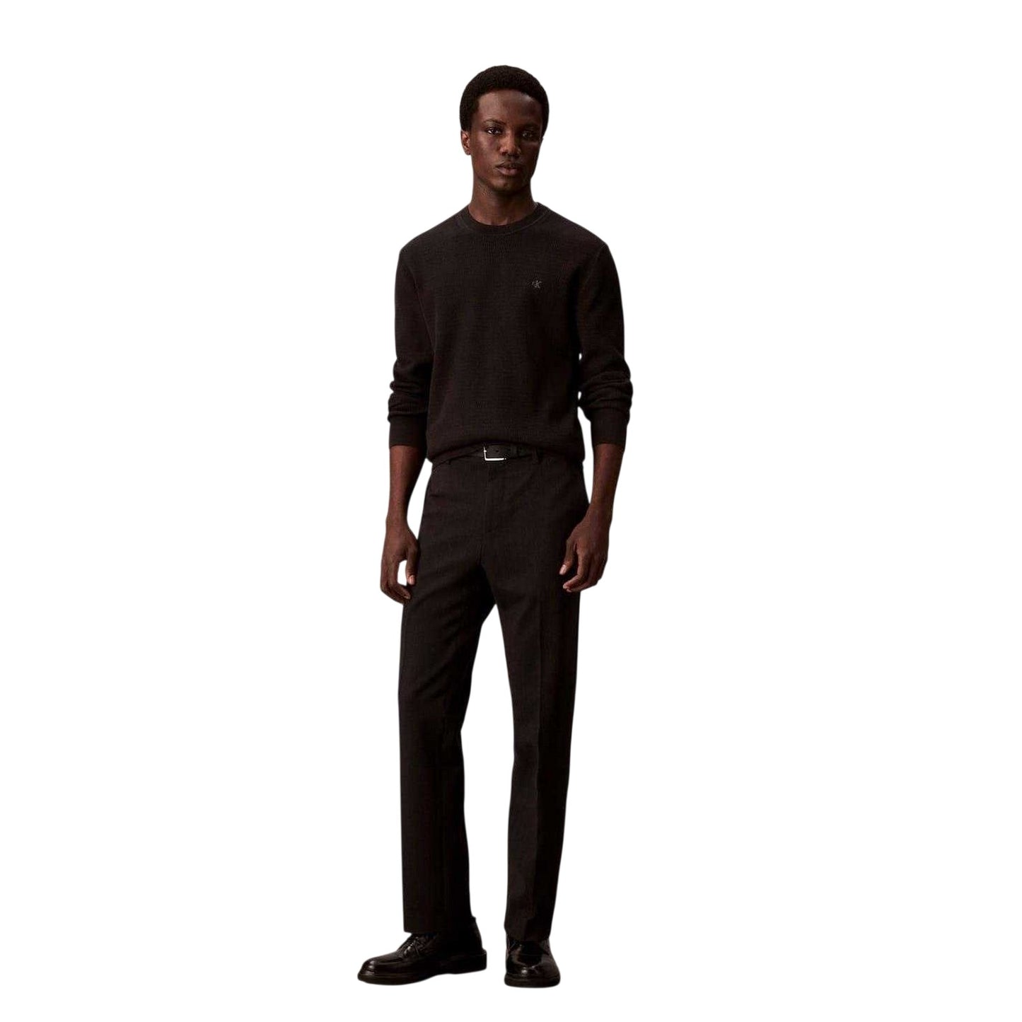 Black - Side - Calvin Klein Mens Waffle Knit Jumper