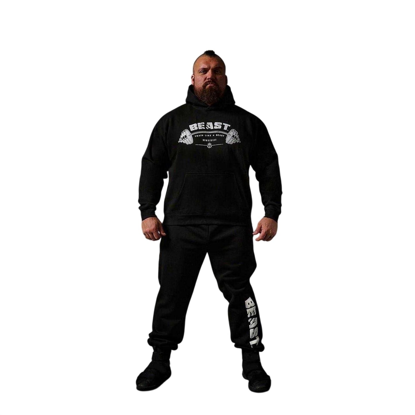 Black - Side - BEAST Mens Graphic Print Relaxed Fit Pullover Hoodie