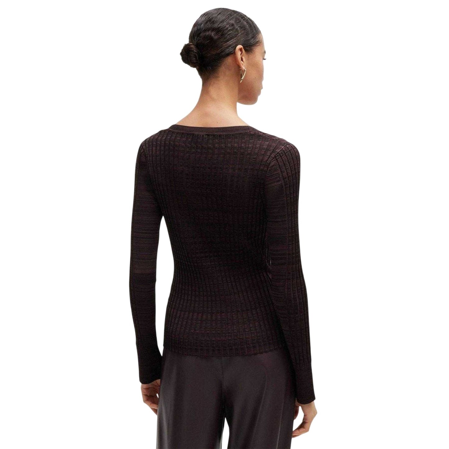 Brown - Back - Boss Womens-Ladies Viscose Scoop Neck Sweater Top