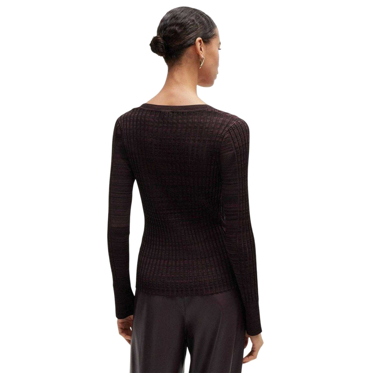 Brown - Back - Boss Womens-Ladies Viscose Scoop Neck Sweater Top