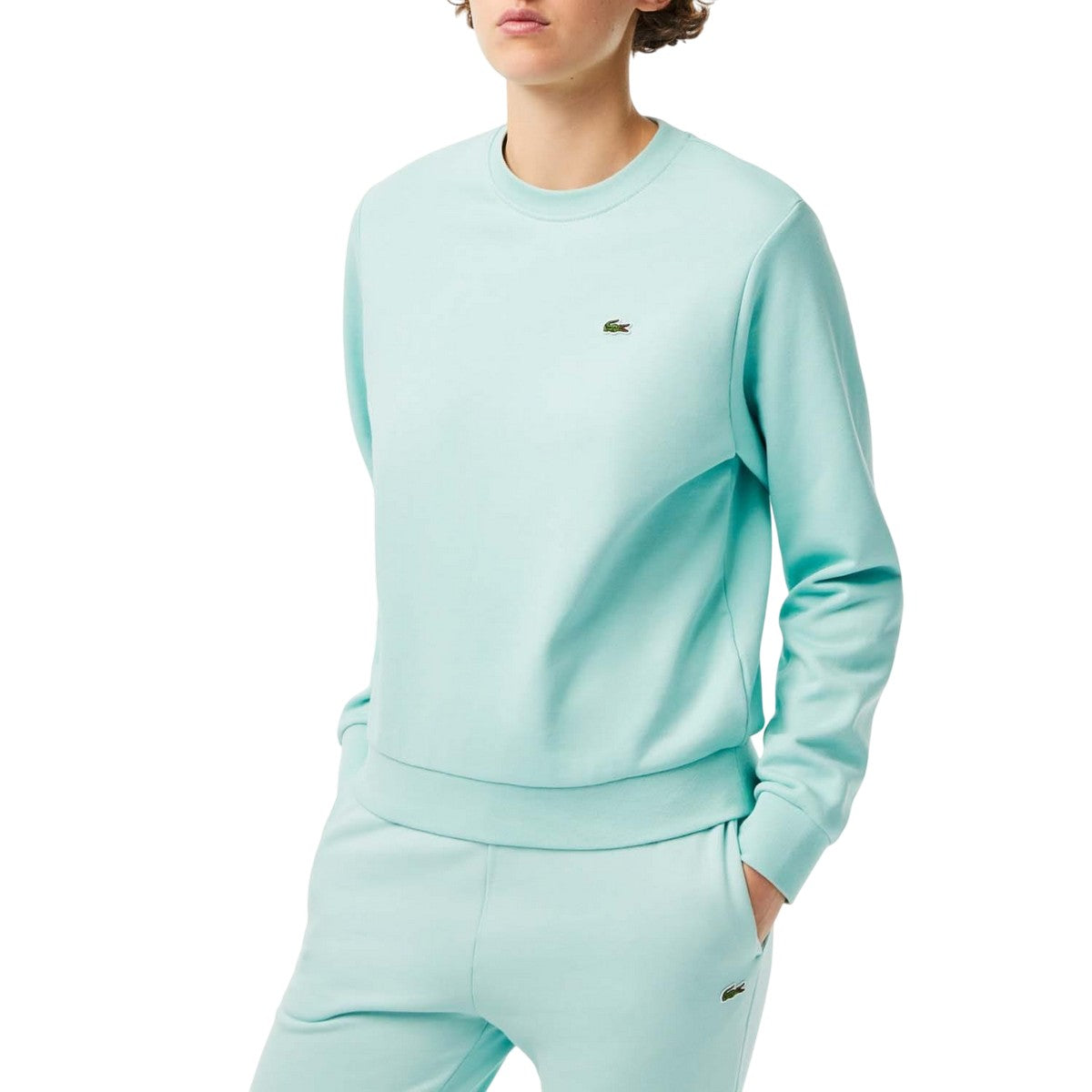 Green - Lifestyle - Lacoste Womens-Ladies Fleece Crew Neck Relaxed Fit Sweatshirt