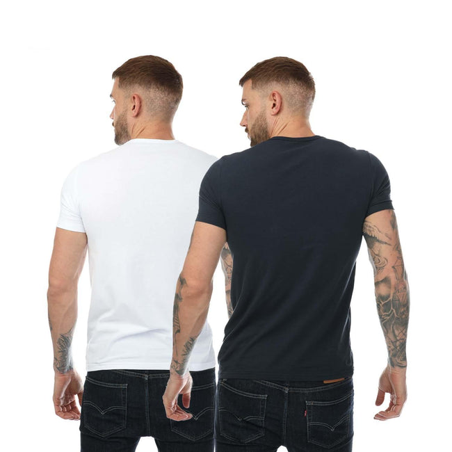 White-Black - Back - Emporio Armani Mens Underwear Logo T-Shirt (Pack of 2)