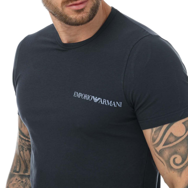 White-Black - Side - Emporio Armani Mens Underwear Logo T-Shirt (Pack of 2)