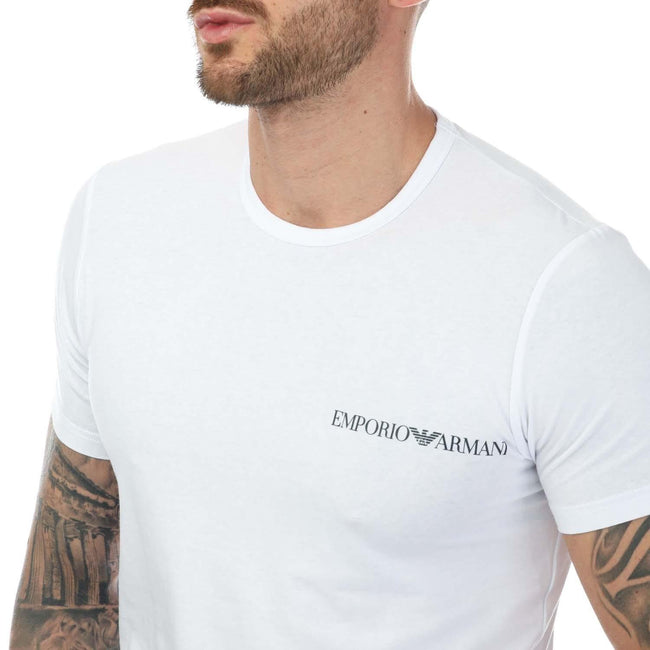 White-Black - Lifestyle - Emporio Armani Mens Underwear Logo T-Shirt (Pack of 2)
