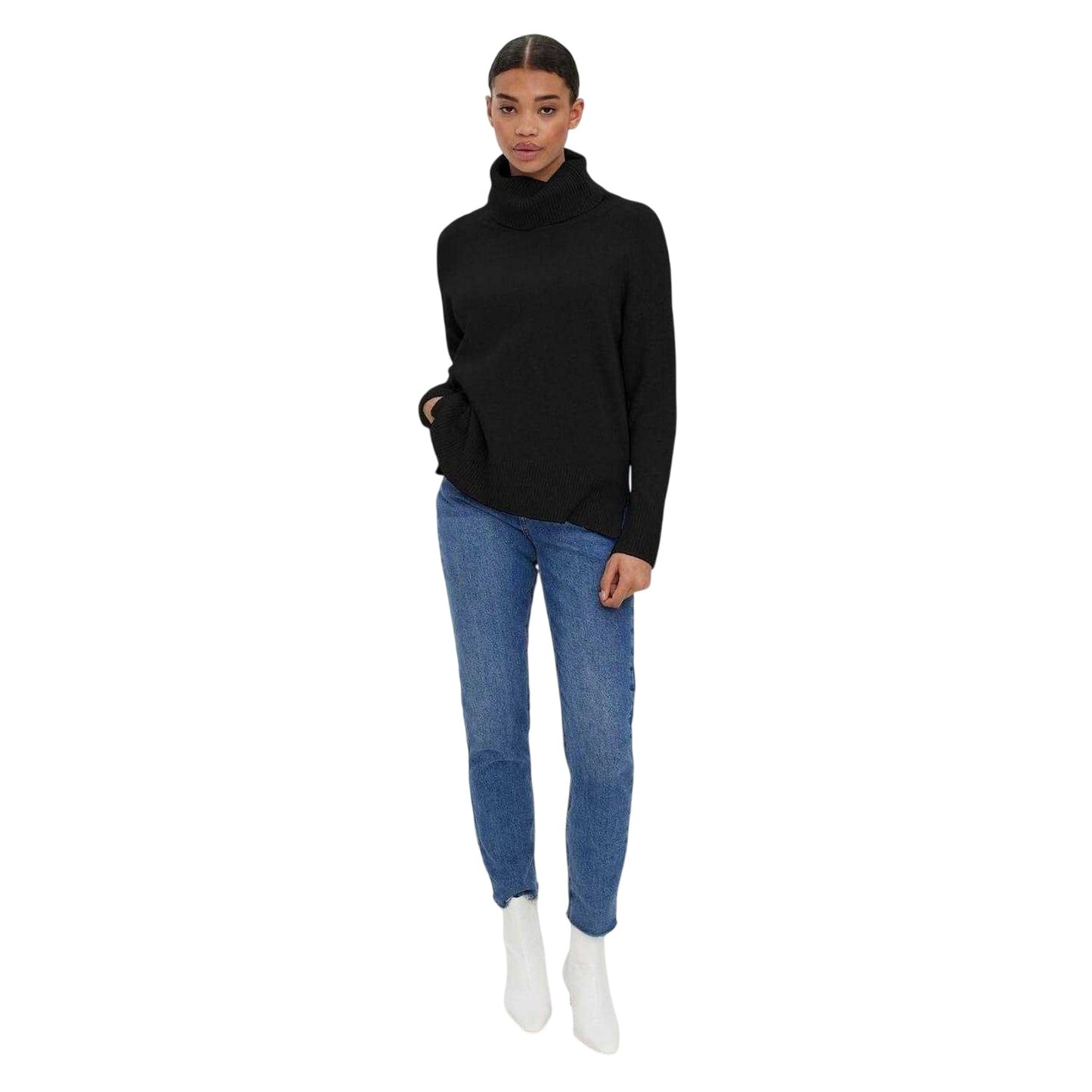Black - Side - Vero Moda Womens-Ladies Cowl Neck Regular Pullover