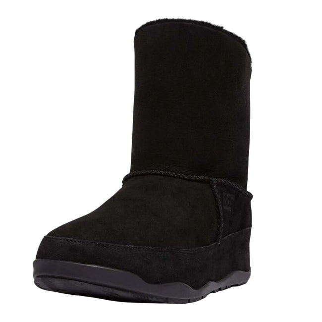 Black - Lifestyle - Fit Flop Womens-Ladies Original Mukluk Shorty Leather Ankle Boots