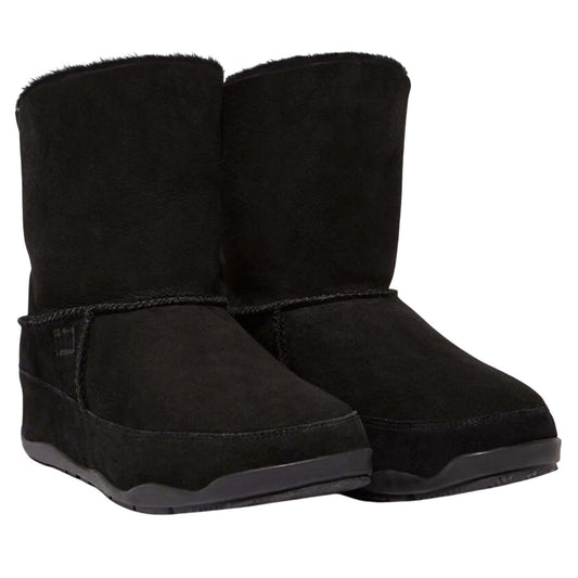 Black - Front - Fit Flop Womens-Ladies Original Mukluk Shorty Leather Ankle Boots
