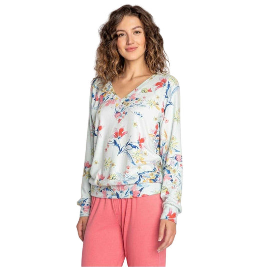 Multicoloured - Front - PJ Salvage Womens-Ladies Budding Floral Long-Sleeved T-Shirt
