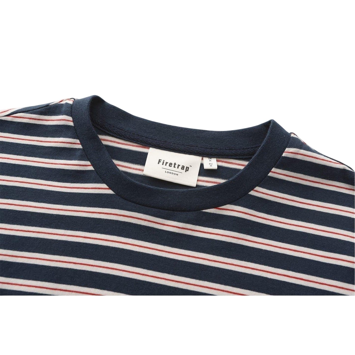 Dark Navy - Pack Shot - Firetrap Mens Striped Crew Neck T-Shirt