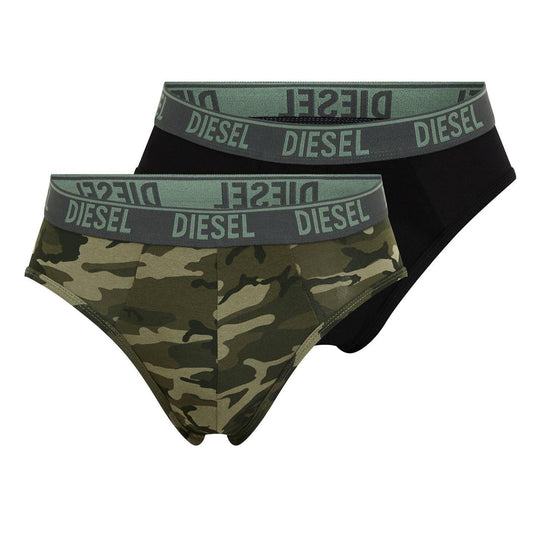 Camouflage Green-Black - Front - Diesel Mens Camouflage Briefs (Pack of 3)