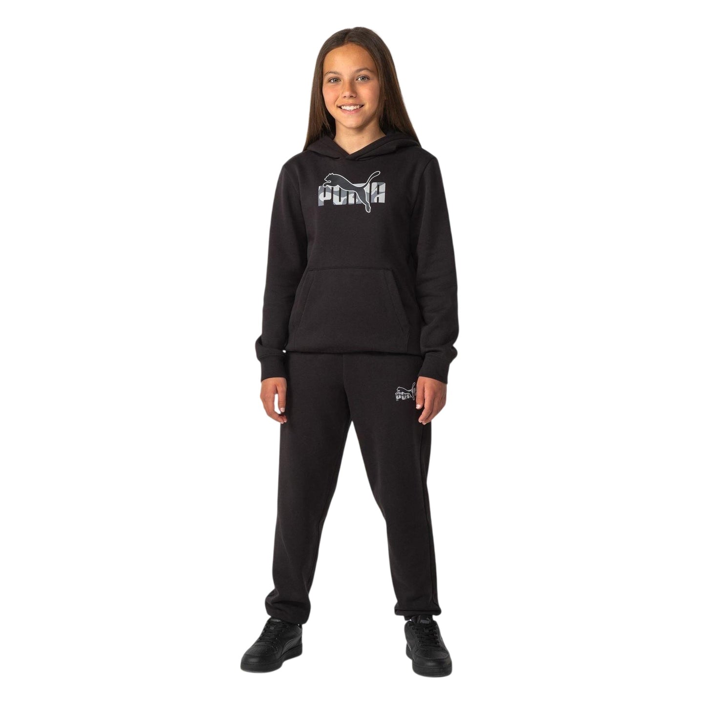Black - Lifestyle - Puma Childrens-Kids Fleece Logo Sweatpants