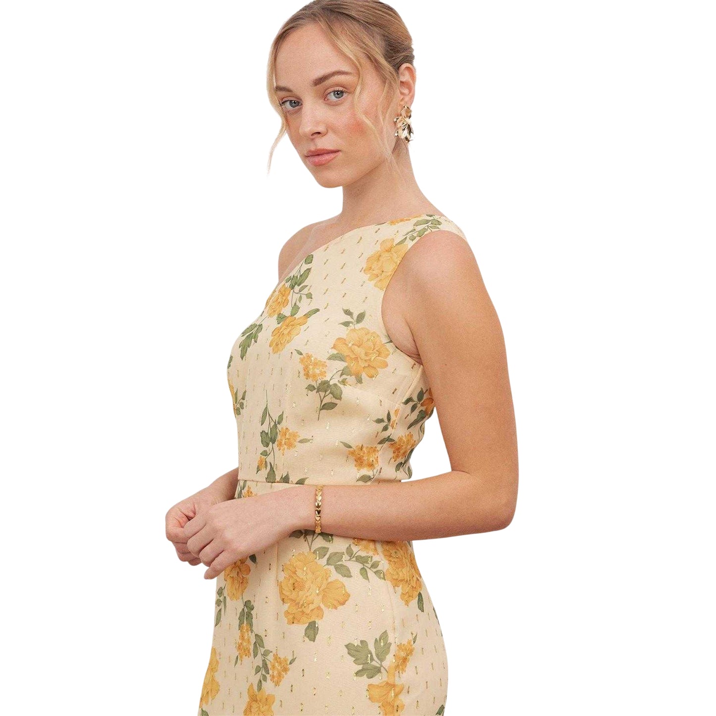Floral-Yellow - Side - Anaya With Love Womens-Ladies Floral Maxi Dress