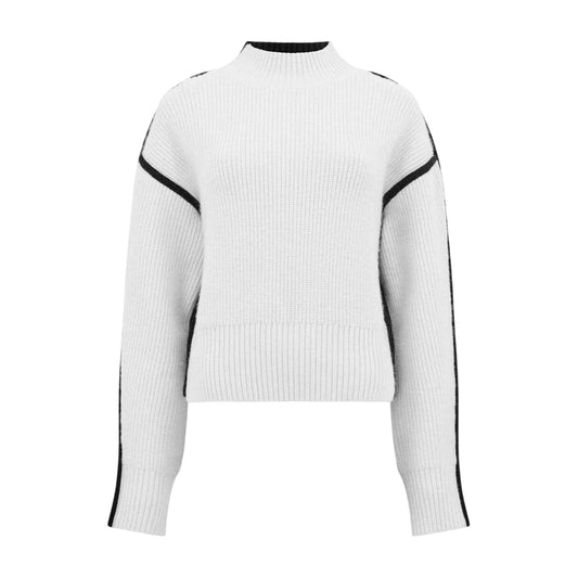 White - Front - French Connection Womens-Ladies Ribbed Mock Neck Relaxed Fit Sweater Top