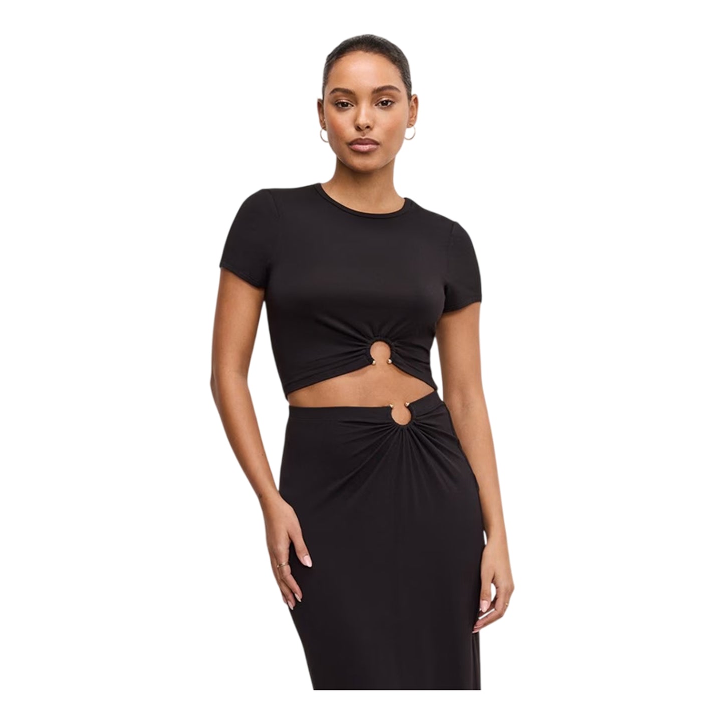 Black - Back - Good American Womens-Ladies Stretch Jersey Maxi Skirt
