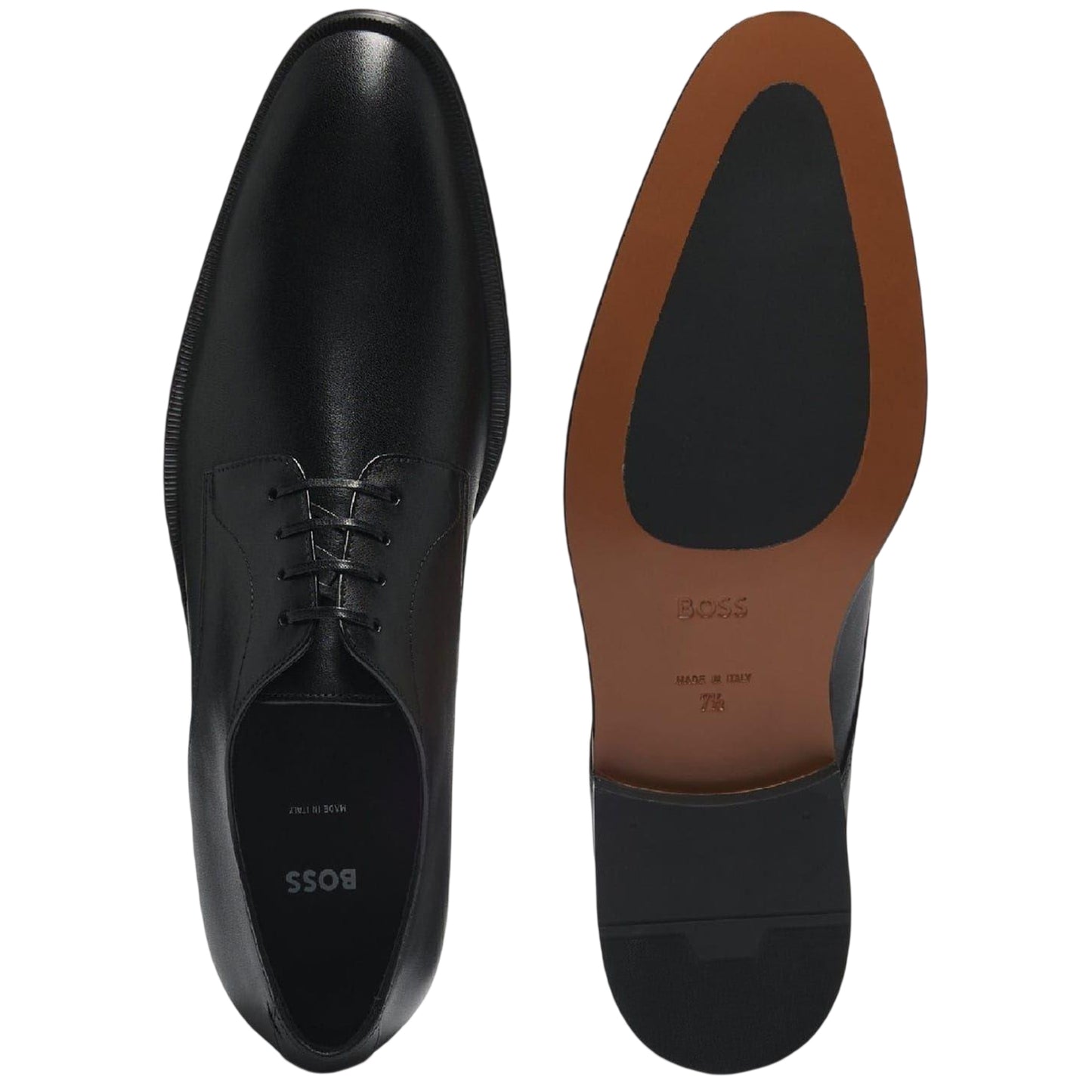 Dark Brown - Lifestyle - Boss Mens Leather Low Block Heel Formal Shoes