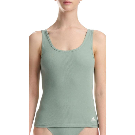Olive Green - Front - Adidas Womens-Ladies Active Flex Fitted Tank Top