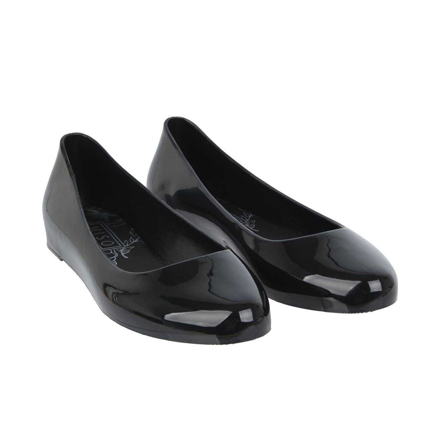 Black Patent - Pack Shot - Miso Womens-Ladies Jelly Round Toe Ballet Flats