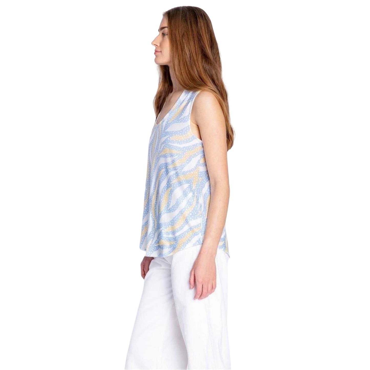 Light Blue - Lifestyle - PJ Salvage Womens-Ladies Zebra Print Sleeveless Tank Top
