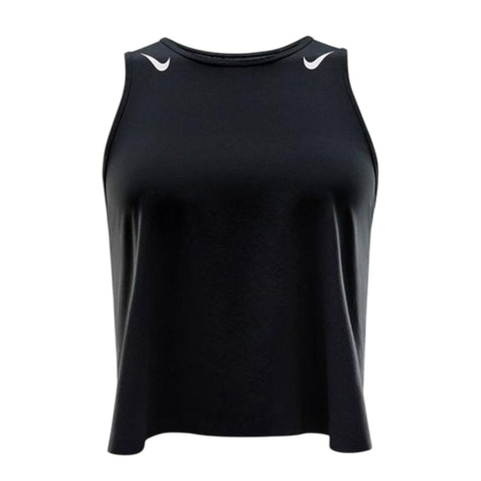 Black - Front - Nike Womens-Ladies Cropped Tank Top