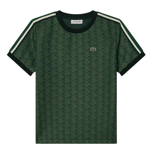Green - Front - Lacoste Womens-Ladies Monogram Jacquard Slim T-Shirt